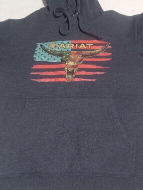 Ariat Men's American Steer Graphic Hoodie S  10046623 Navy